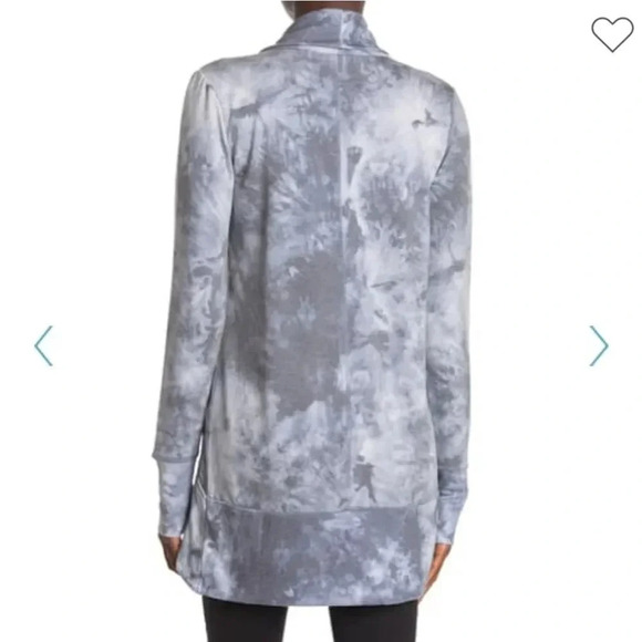 90 Degree By Reflex Shawl Collar Open Front Cardigan Sz Medium Tie Dye Blue/Gray - Picture 10 of 12